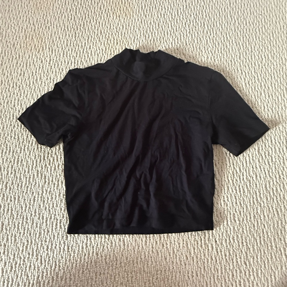 5 for $20 SALE! Women’s Black Short-Sleeve Mock Neck crop Tee